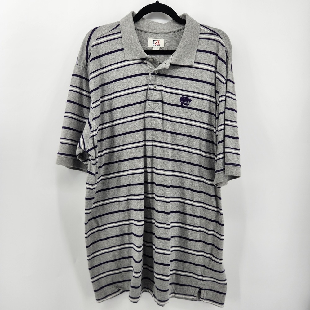 Cutter & Buck Kansas State Wildcats‎ Striped Polo Shirt XXL